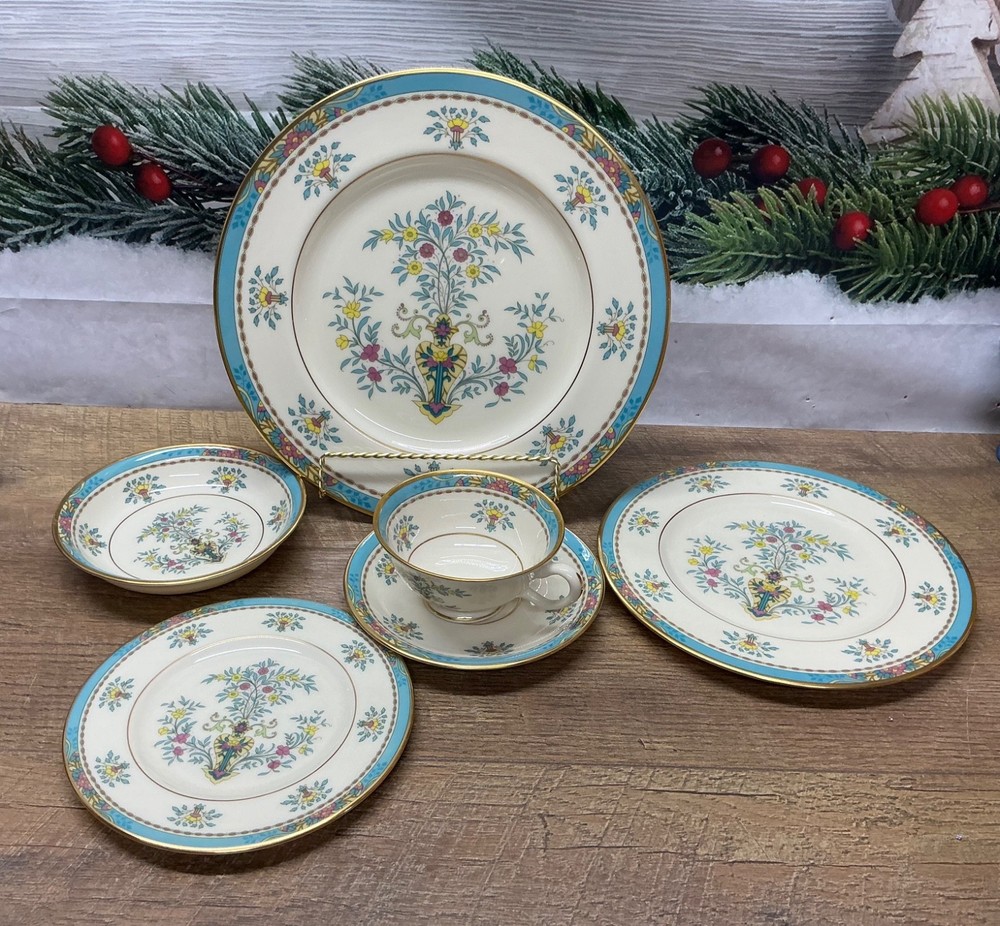 Lenox Fine China BLUE TREE Pattern Gold Backstamp 6 PC PLACE SETTING - BEAUTIFUL