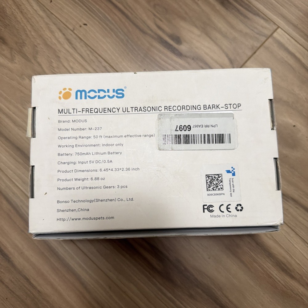 Modus Multi-Frequency Ultrasonic Recording Bark Stop. open box