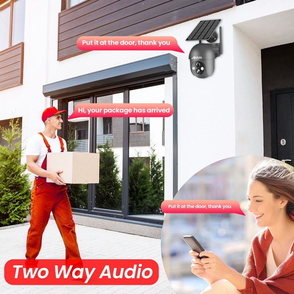 ANRAN 3MP Solar CCTV Camera Ourdoor Wireless Security Camera System WiFi Audio