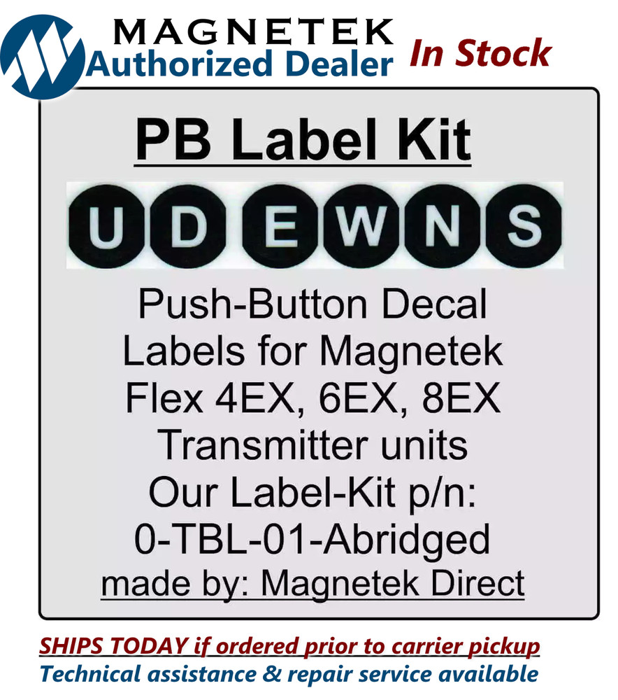10 Lot, Magnetek Radio Remote Control Flex Transmitter Push Button Decal Labels