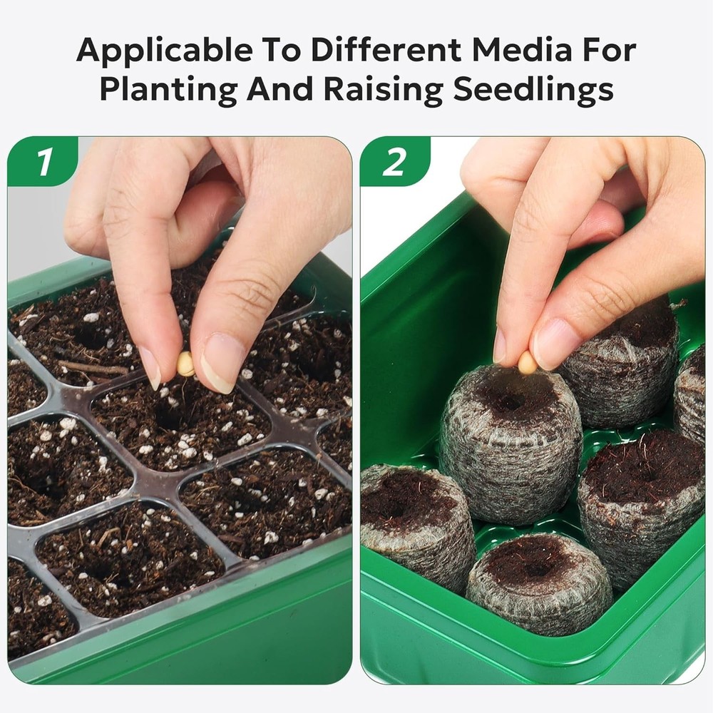 Ultimate 10-Pack Seed Starter Trays Set with Reusable Humidity Dome & Drainage