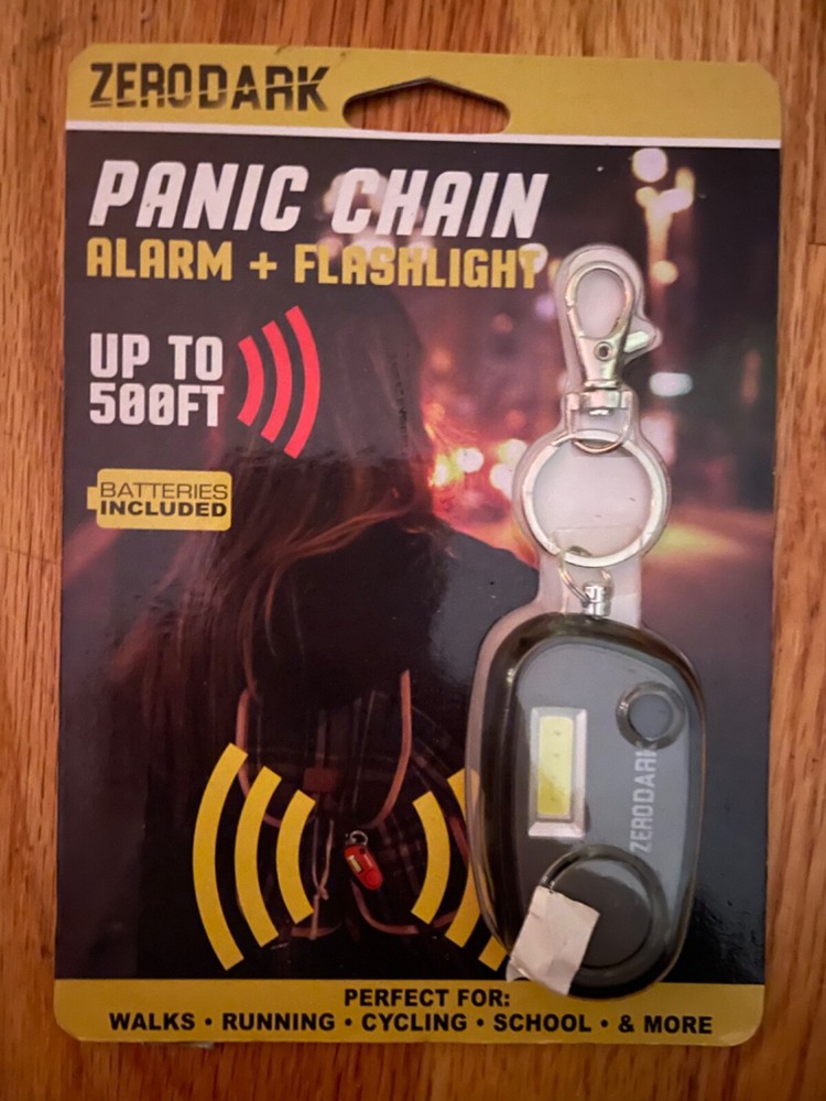 Panic Chain - Alarm and Flashlight Keychain Color = black NEW!