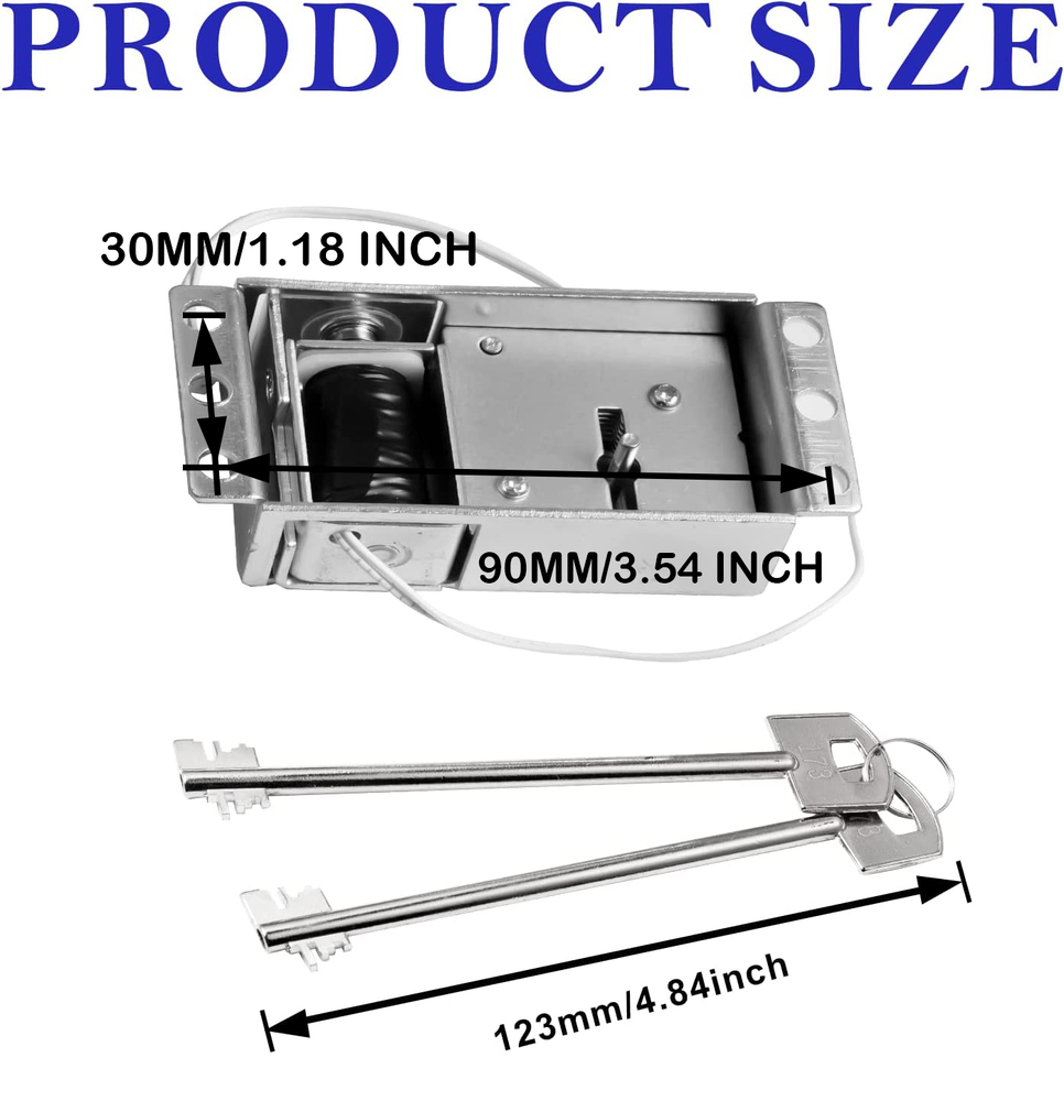 Solenoid Lock With 2 Master Override Keys Safe Lock Parts Replacement