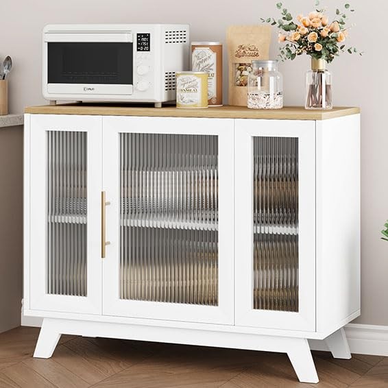Buffet Cabinet, 36" Sideboard Buffet Storage Cabinet with Adjustable Shelves ...