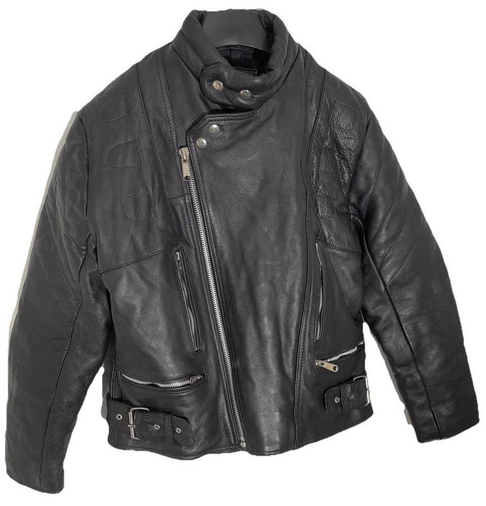 Bashir Genuine Leather Black Motorcycle Jacket Size 42