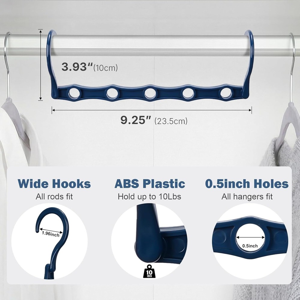 Misty Blue 10 Pack Closet Organizers - Space-Saving Hanger Solutions
