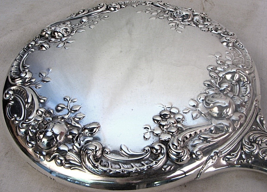 MIRROR GORHAM STERLING SILVER DRESDEN ROSE c.1900