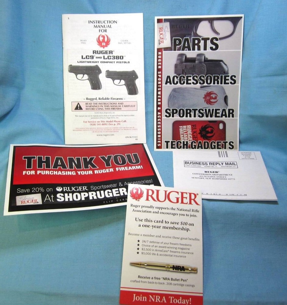 Ruger LC9 LC380 OEM Original Owner's Instruction Manual & Papers Dated 2013