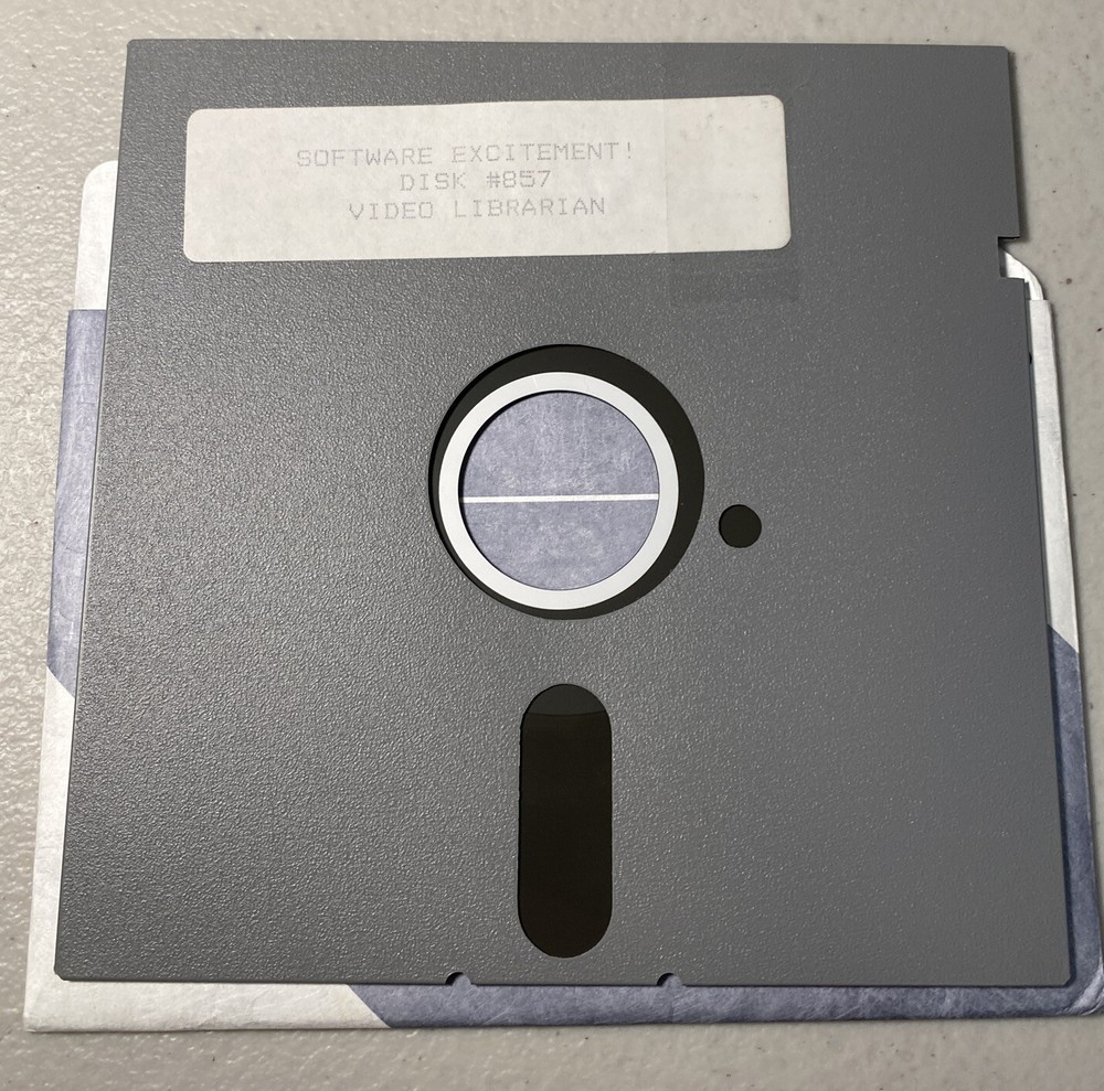 SoFtware Excitement! Disk #857 Video Librarian IBM Tandy 5.25” Vintage