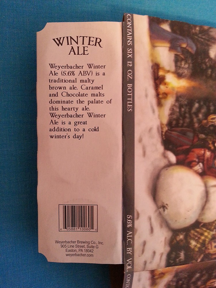WEYERBACHER "WINTER ALE" EMPTY 6 PACK CARRIER