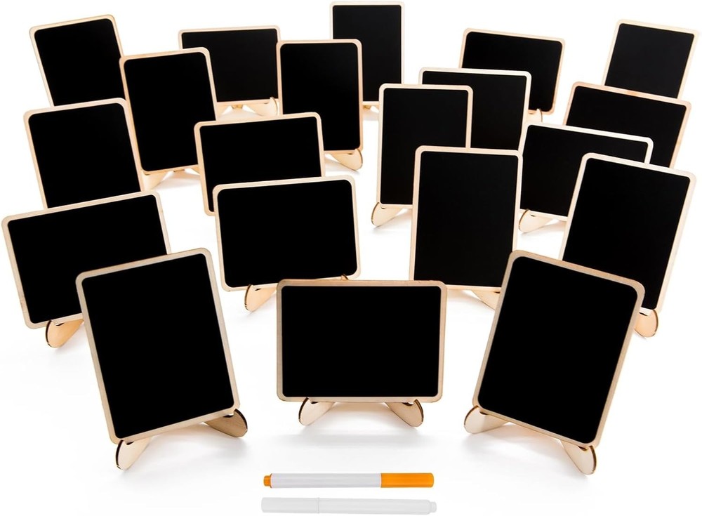 Reusable Rectangular Mini Chalkboards with Stands - Perfect for Events - 20 Pack