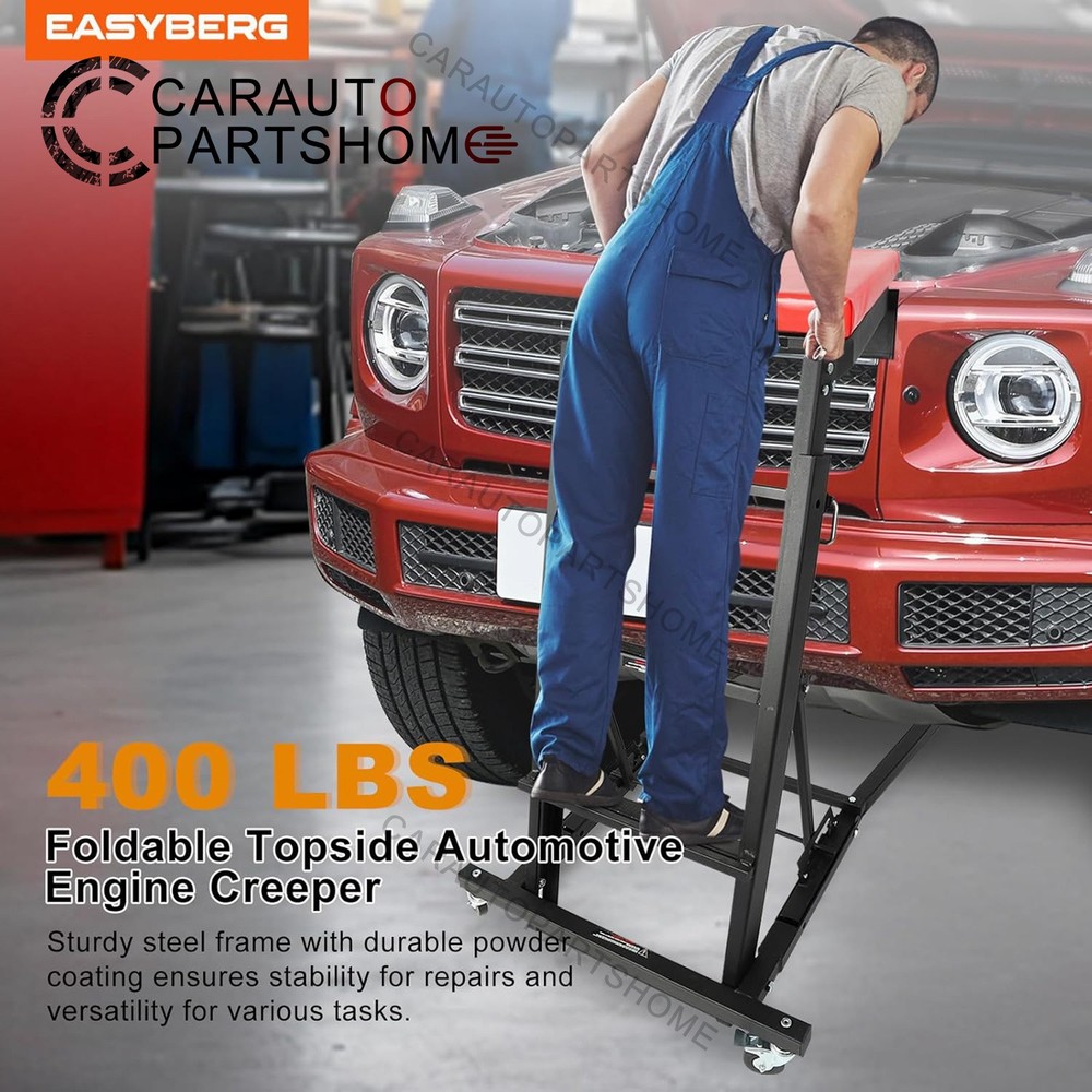 45-66 inch Adjustable Height Foldable Automotive Engine Topside Rolling Creeper