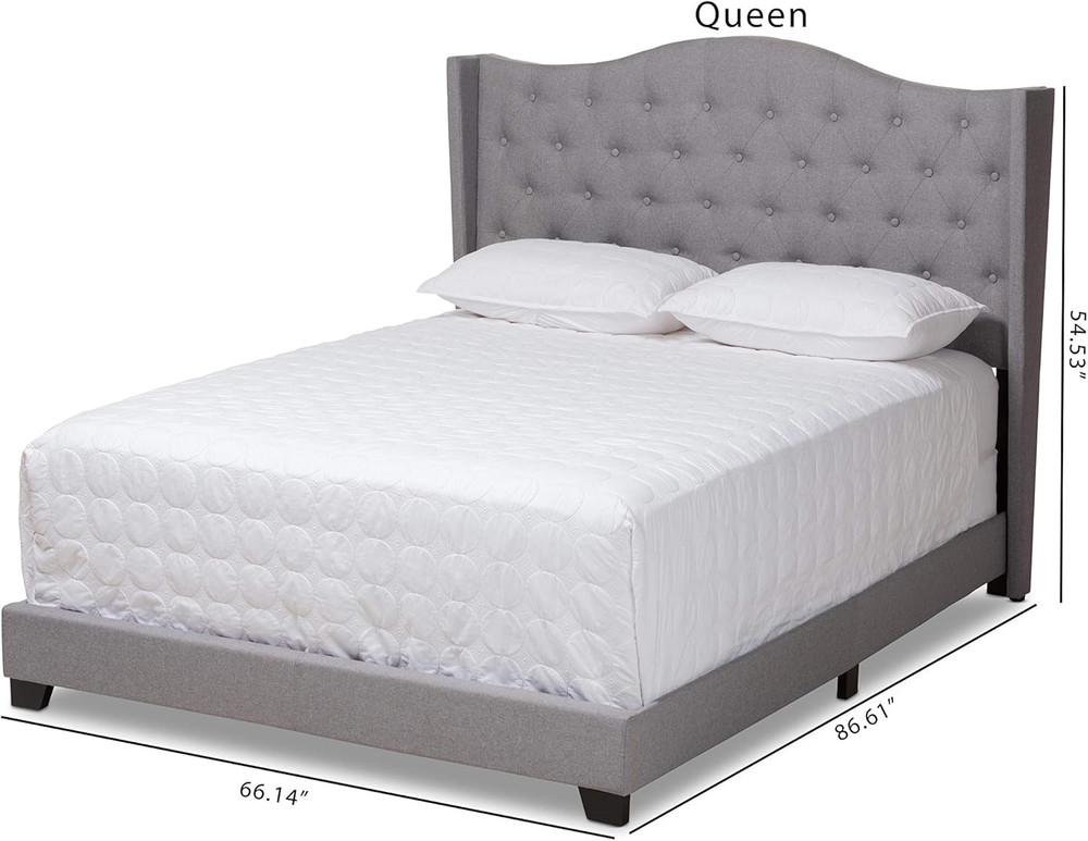 Stylish King Grey Bed Frame - Box Spring Required for Ultimate Comfort