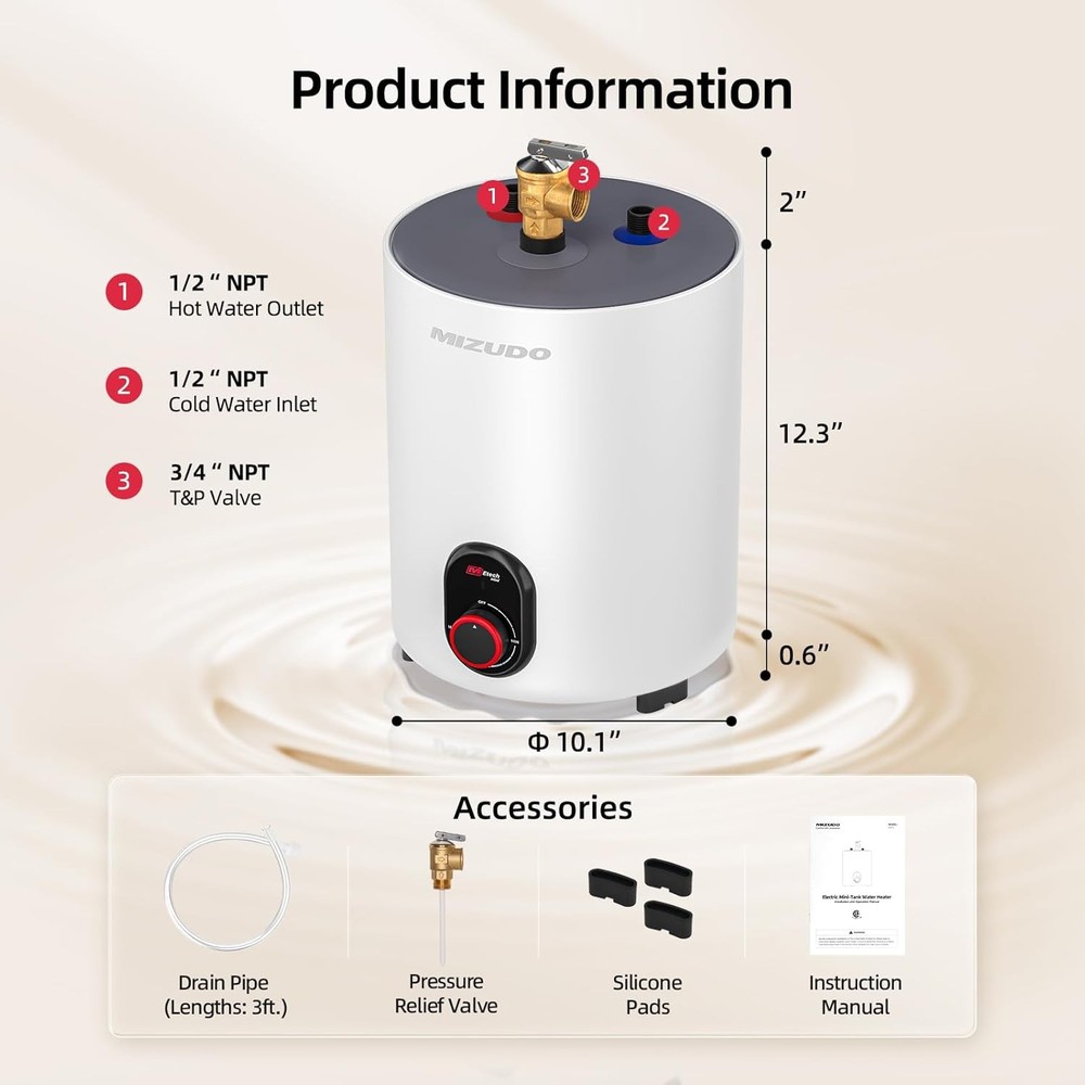 🔥1.5 Gallon Hot Water Heater Electric Mini Tank 120V Compact Storage Tank 1440W