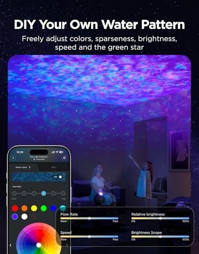 Star Light Projector with Ocean Wave Effects, 40+ Scene Modes, LED Night Light,