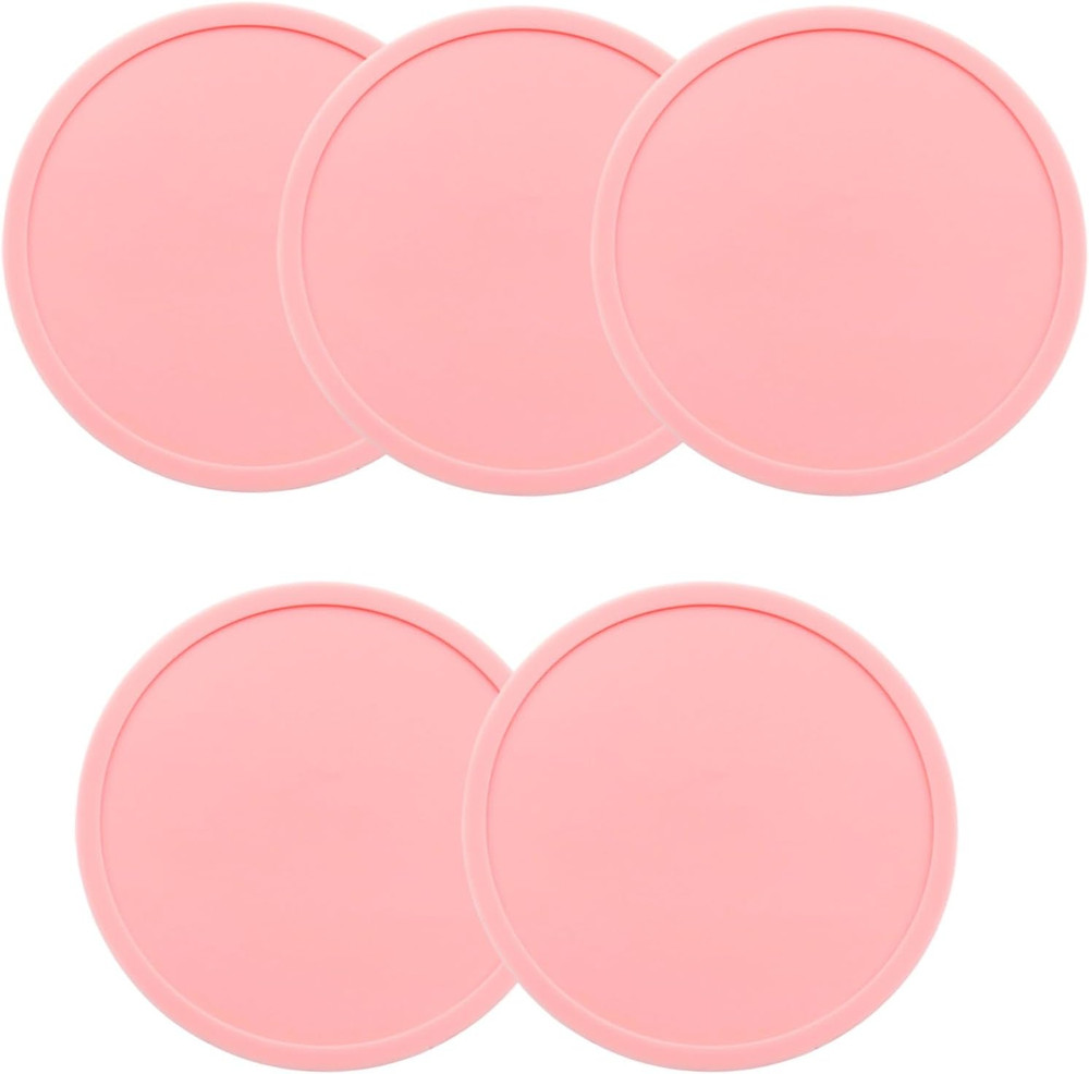 5 Pack Pink Coasters,Non-Slip Cup Coasters for Tables,Office, Desks,Kitchen,Bar,