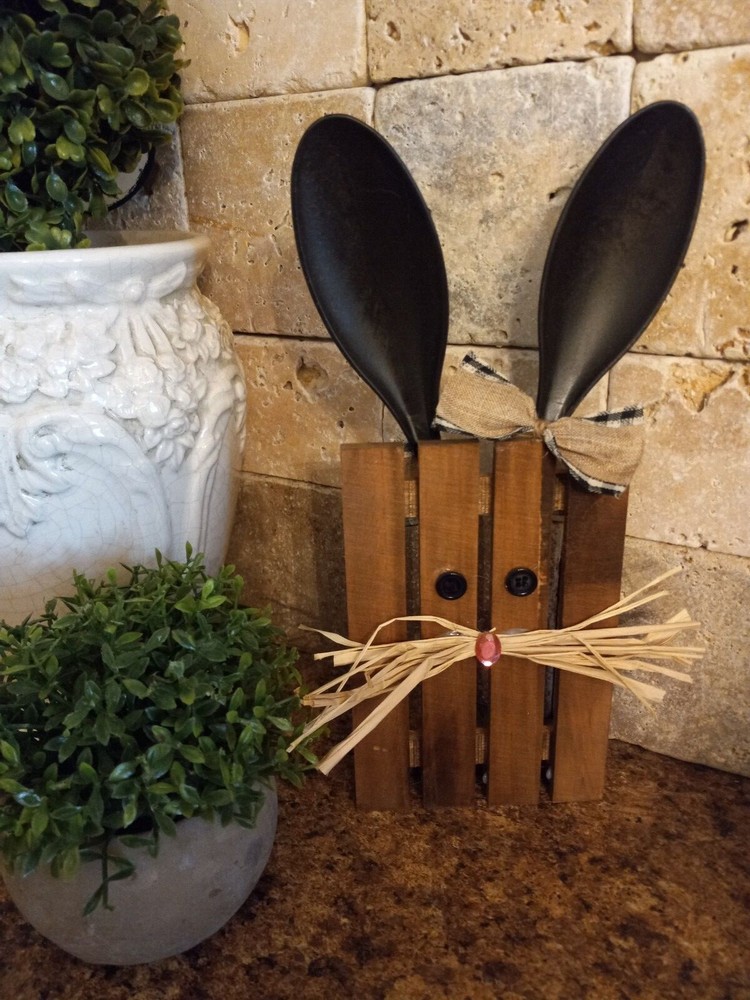Handmade stained wood bunny