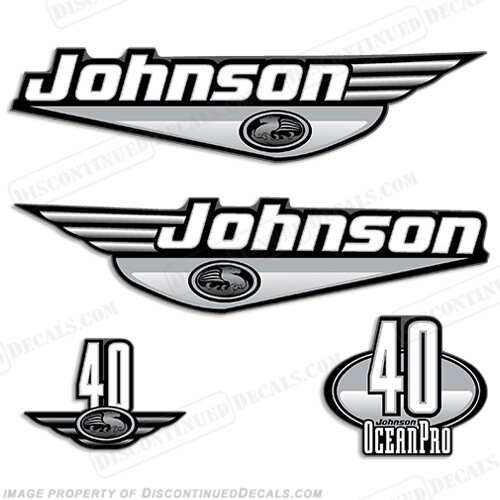 Fits Johnson 40hp OceanPro Decals - Silver