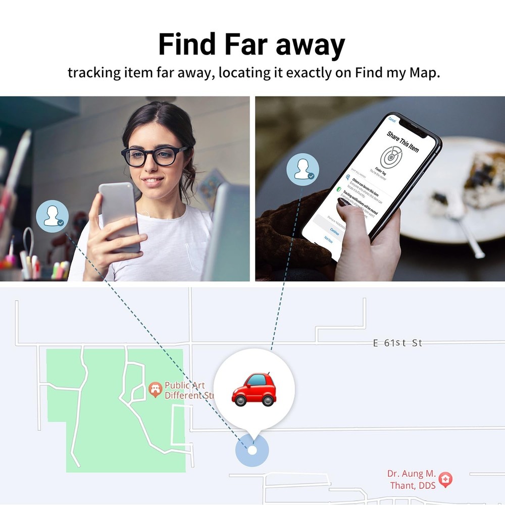 Finder Tag-4 Pack, Invisible Guard Bluetooth Tracker Works with Apple Find My...