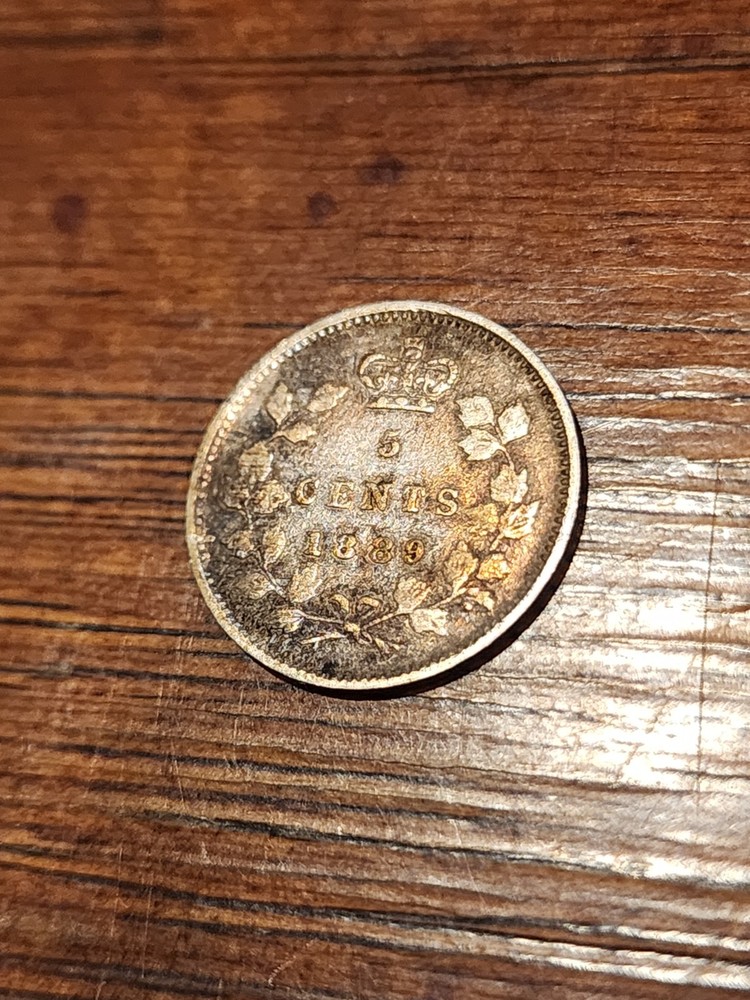 1889 Canada 5 Cents Silver Coin