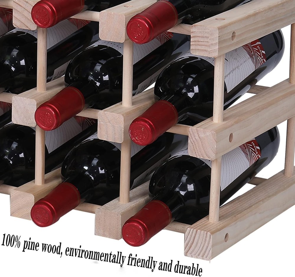 Wine Rack Small countertop Cabinet Stackable Storage Wooden freestanding Floor