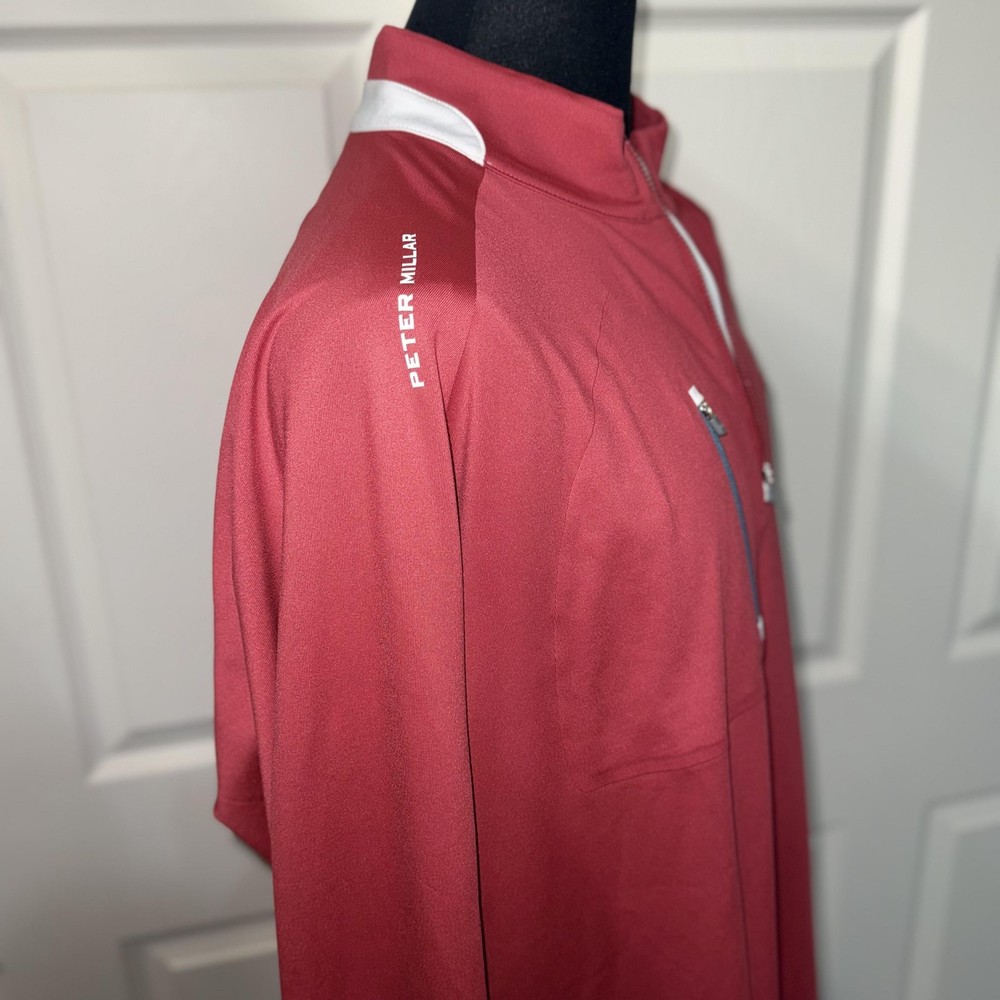 Peter Millar Sweater Mens S Red Quarter Zip Performance Golf Pullover Athletic