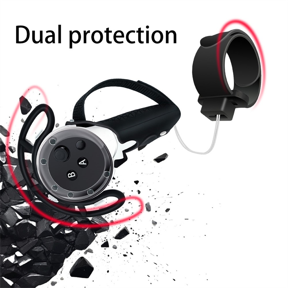 For Quest 3 VR Controller Grip Cover Anti-Collision Bracket with Wristband Strap