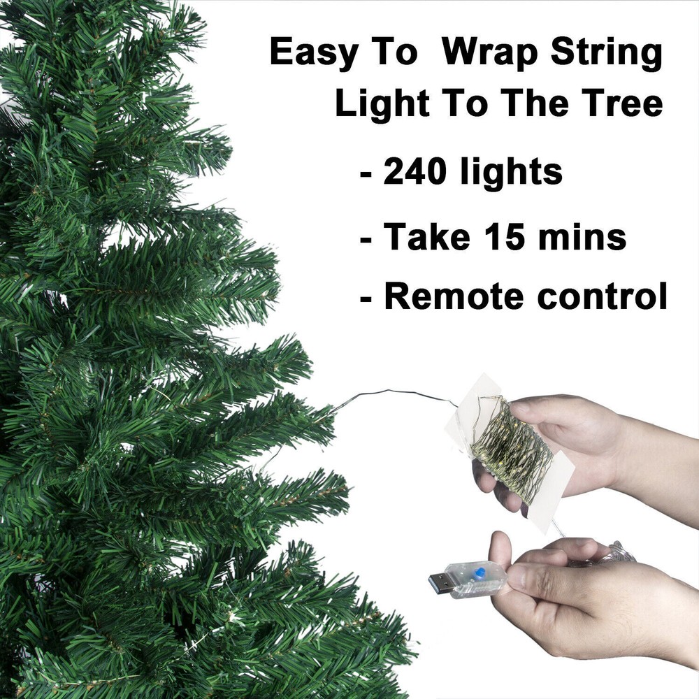 4.5ft 6ft 7ft Green Christmas Tree Decor DIY USB LED String Lights with Remote