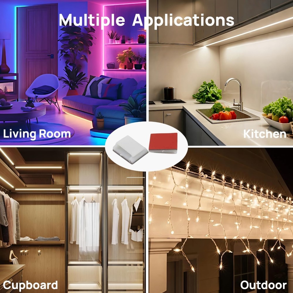 120PCS LED Strip Light Clips, Self-Adhesive Mounting Clips & Mini Cable Clips fo