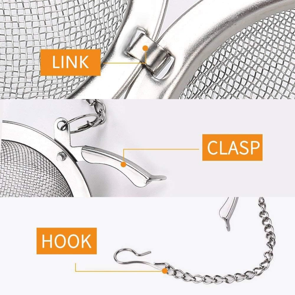 2pc Stainless Steel Mesh Tea Ball 2.1" Infuser Strainer Filter Loose Leaf Tea