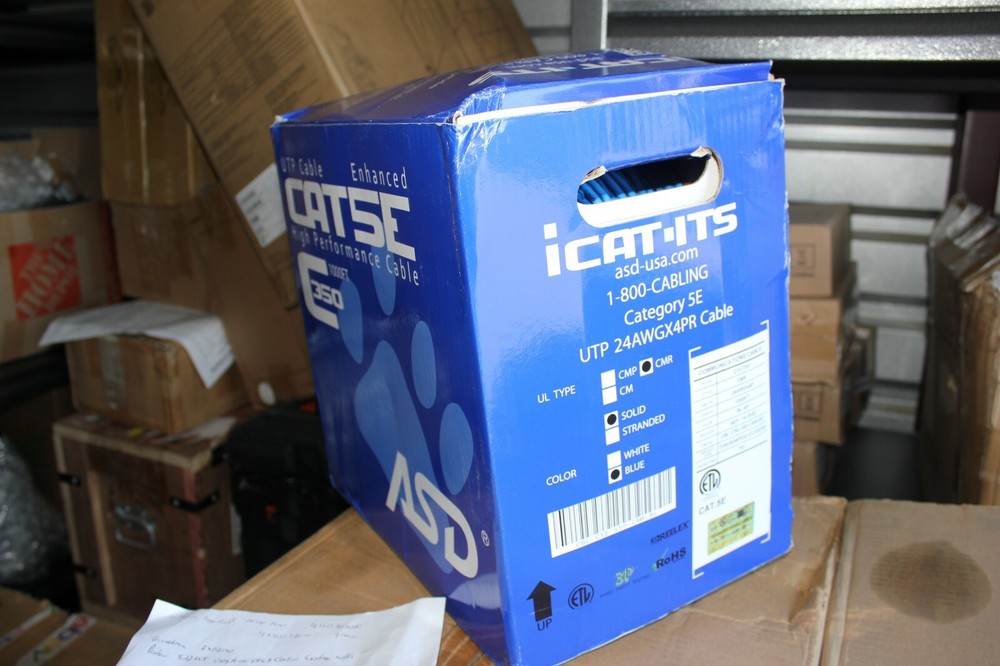 iCat-ITS CMR Solid Blue 1000' CBL-C5E-350-CMR-BL - New, Open Box
