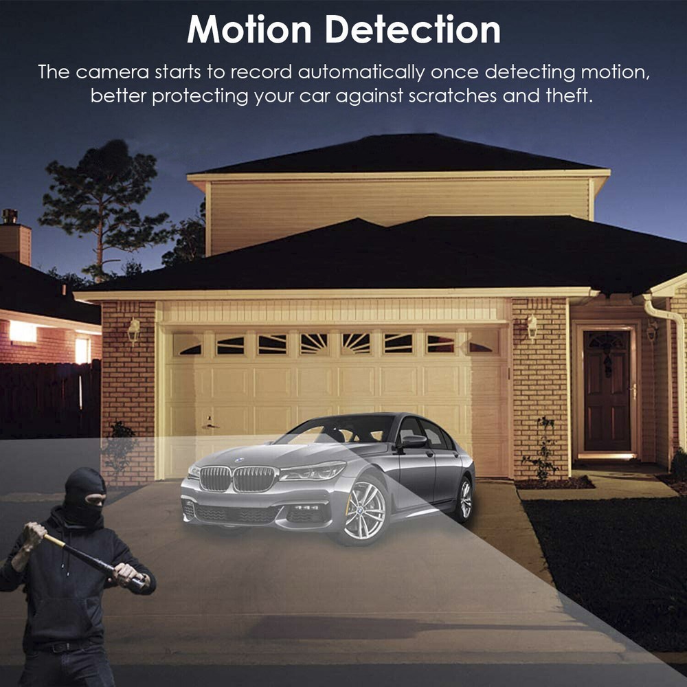 720P Dual Dash Cam Vehicle Recorder W/ Looping Function&Motion Detection Feature