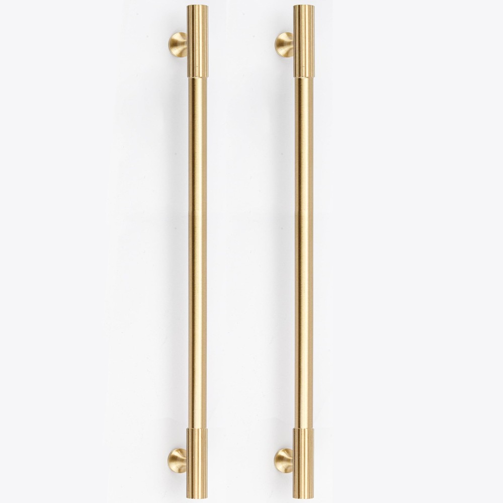 2pcs Solid Brass Gold Cabinet Pulls, 10 Inch Hole Centers for Kitchen Cupboar...
