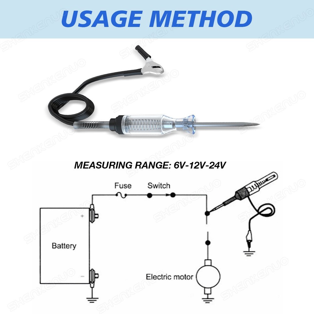 Auto Circuit Tester 12V/24V Test Light Probe Voltage Continuity Checker