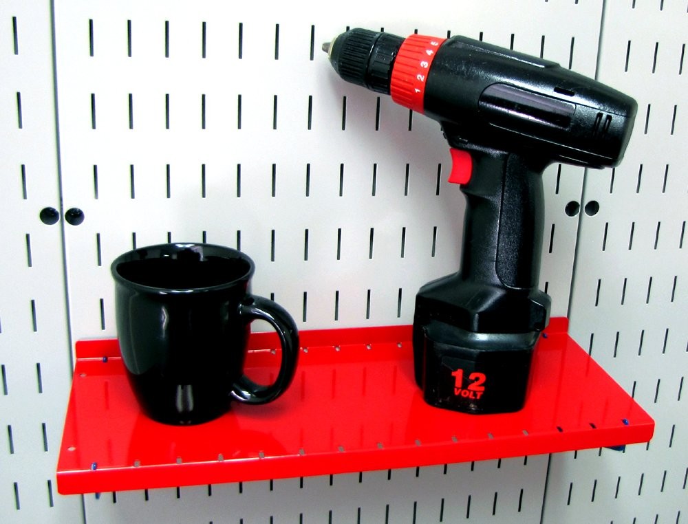 Shelf 6in Deep Pegboard Shelf Assembly Pegboard and Slotted Tool Board - Red
