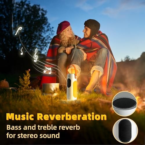 Foldable Camping Light Rechargeable Lantern with 2 Bluetooth Rice white