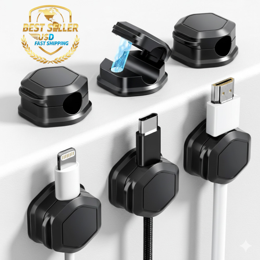 6 Pack Magnetic Cable Clips Adjustable Cord Organizer Adhesive Wire Management