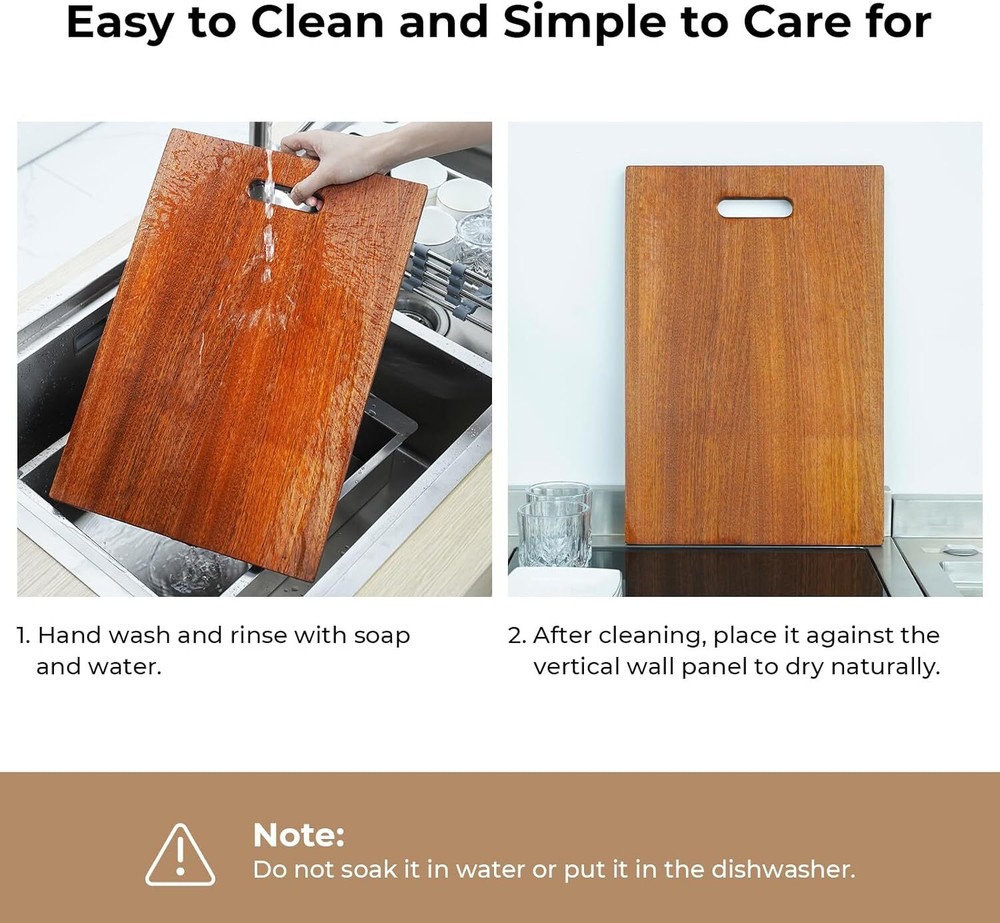 TECASA Cutting Board Sapele Wood Kitchen Chopping Board Butcher Block Heavy Duty