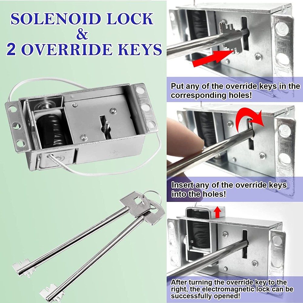 Solenoid Lock With 2 Master Override Keys
