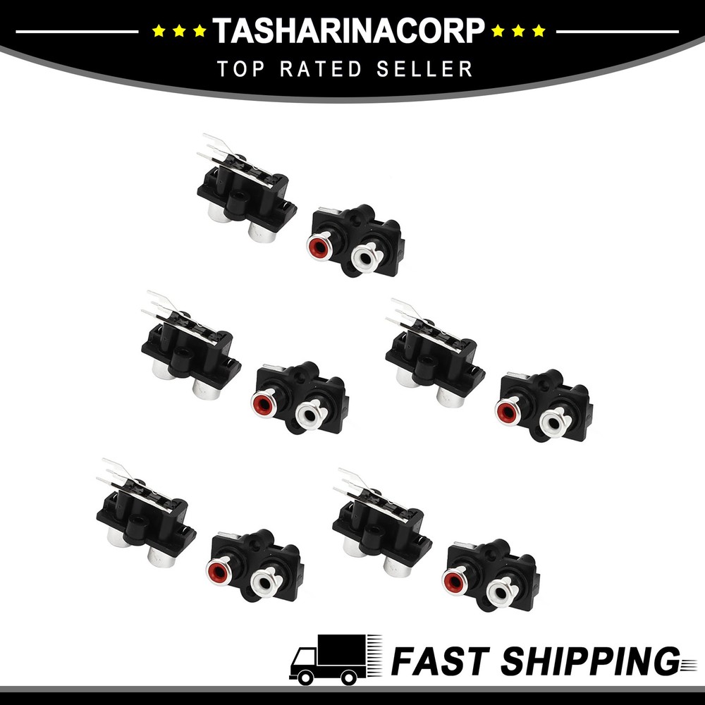 Audio Video Concentric PCB Mounted 2 Female Jack RCA Socket Connectors 10 Pcs