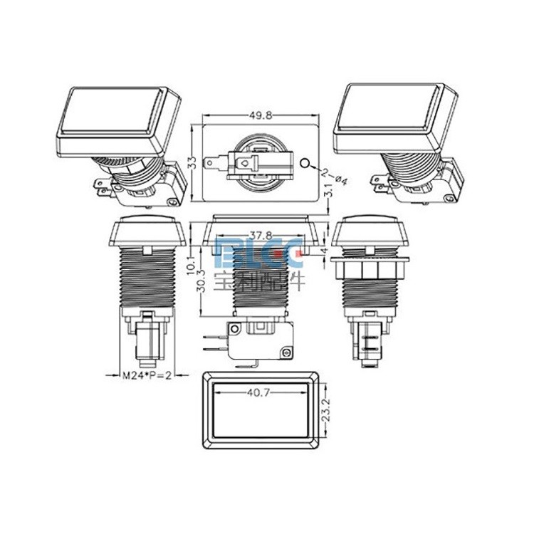 5Pcs Arcade Square Rectangle Buttons LED Push Illumilated with Microswitch