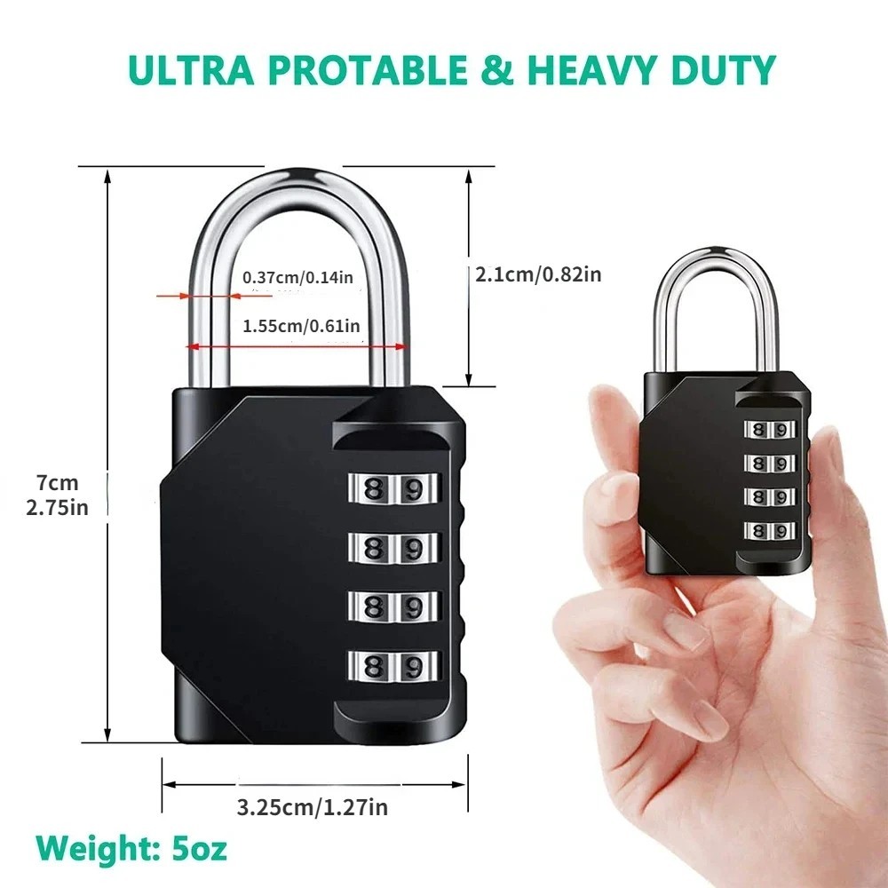 1pc Combination Lock Resettable 4 Digit Padlock with Combination Waterproof