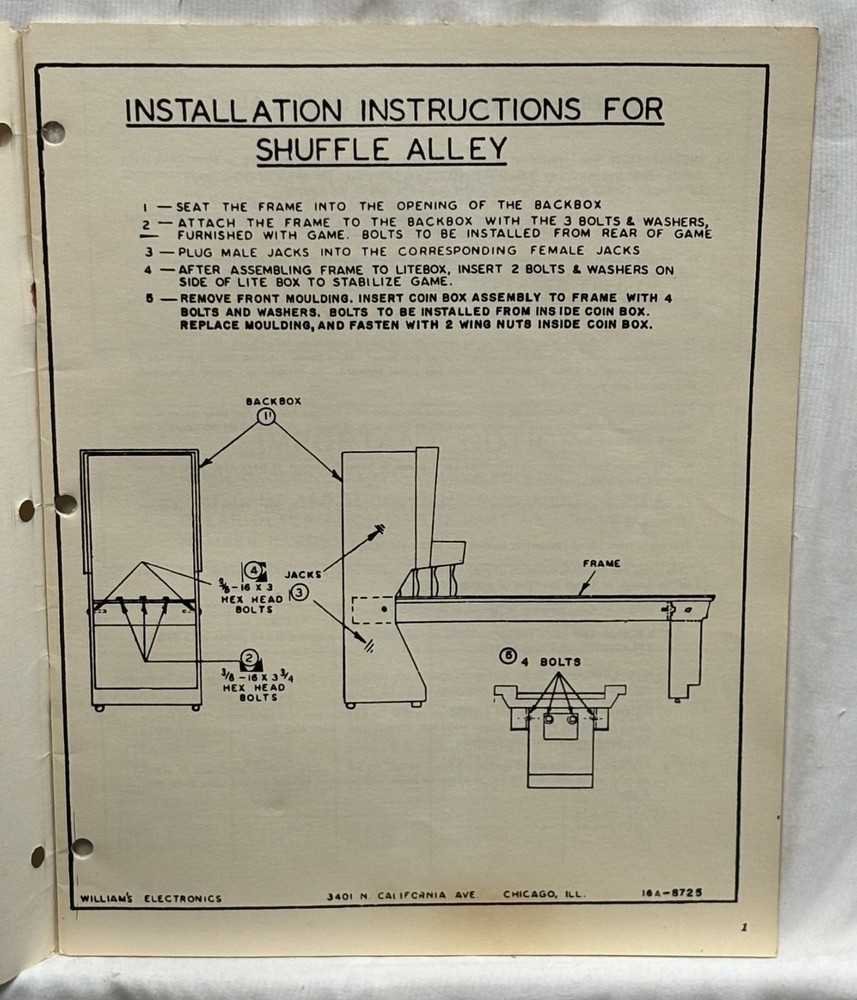 ORIGINAL-WILLIAMS-THUNDERBIRD-INSTRUCTION MANUAL