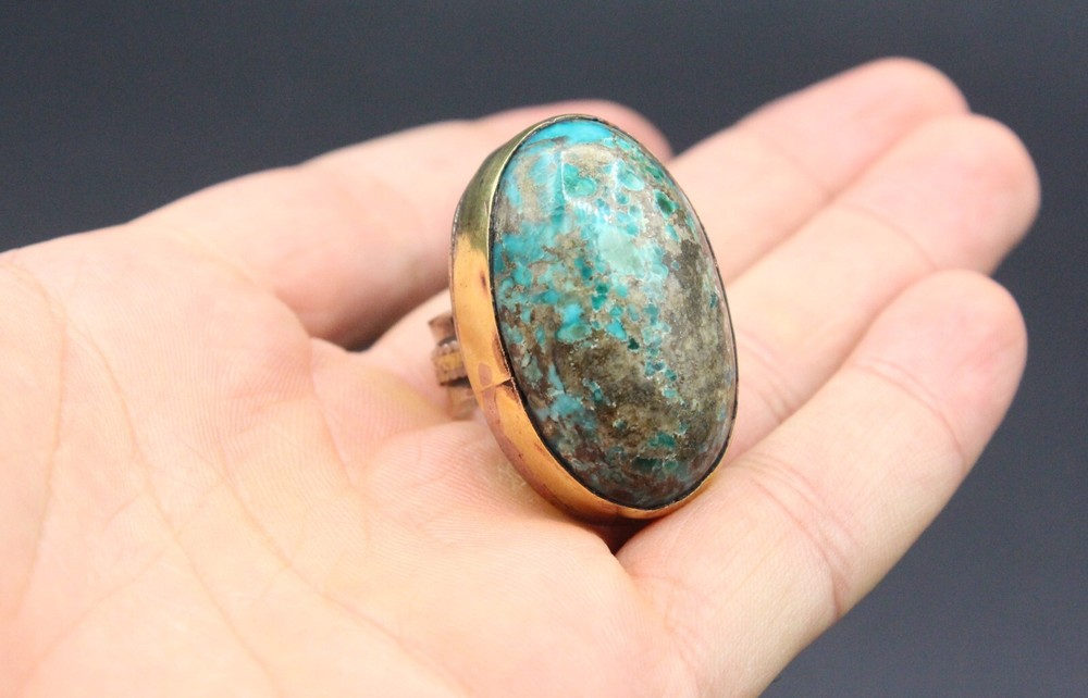 Turkish Ring, Turquoise Stone Alpaka Ring, Handmade Ring, Adjustable Ring 6.5US