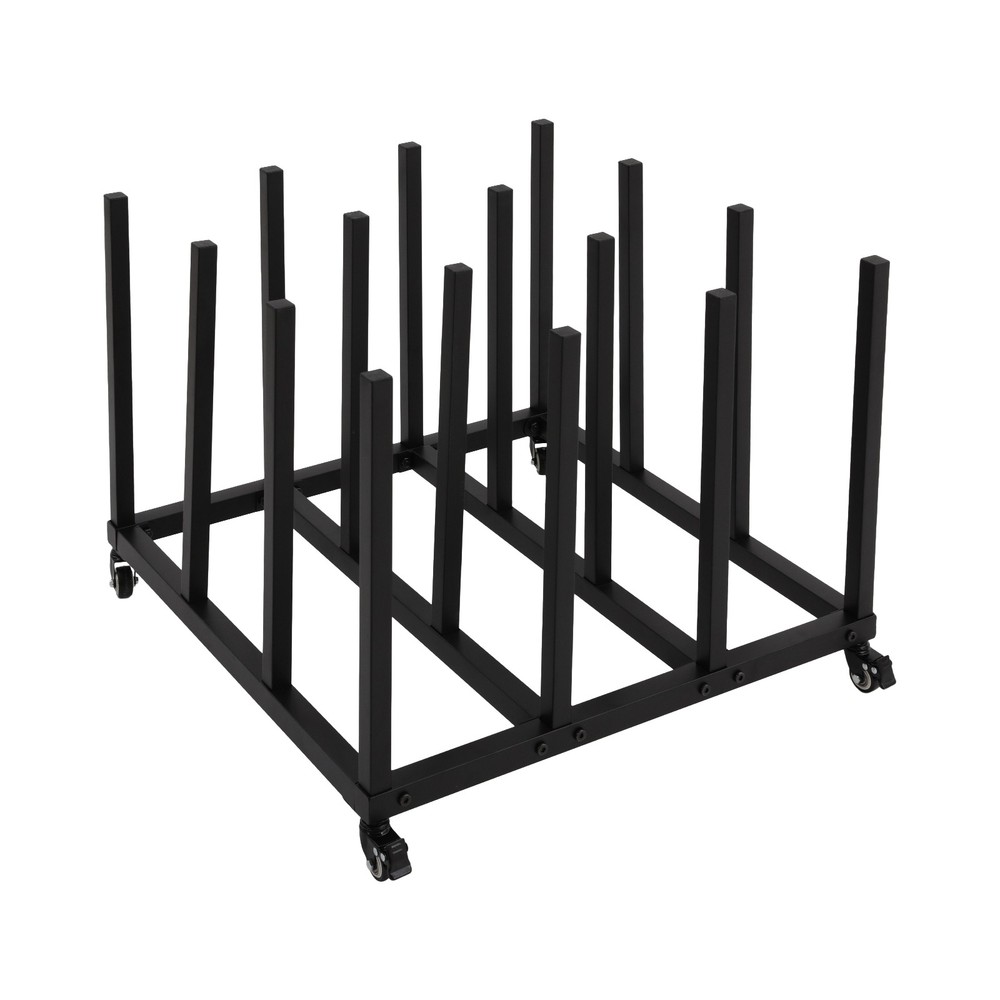 Mobile File Roll Organizer Blueprint Storage Stand with 16 Rolls Capacity Black