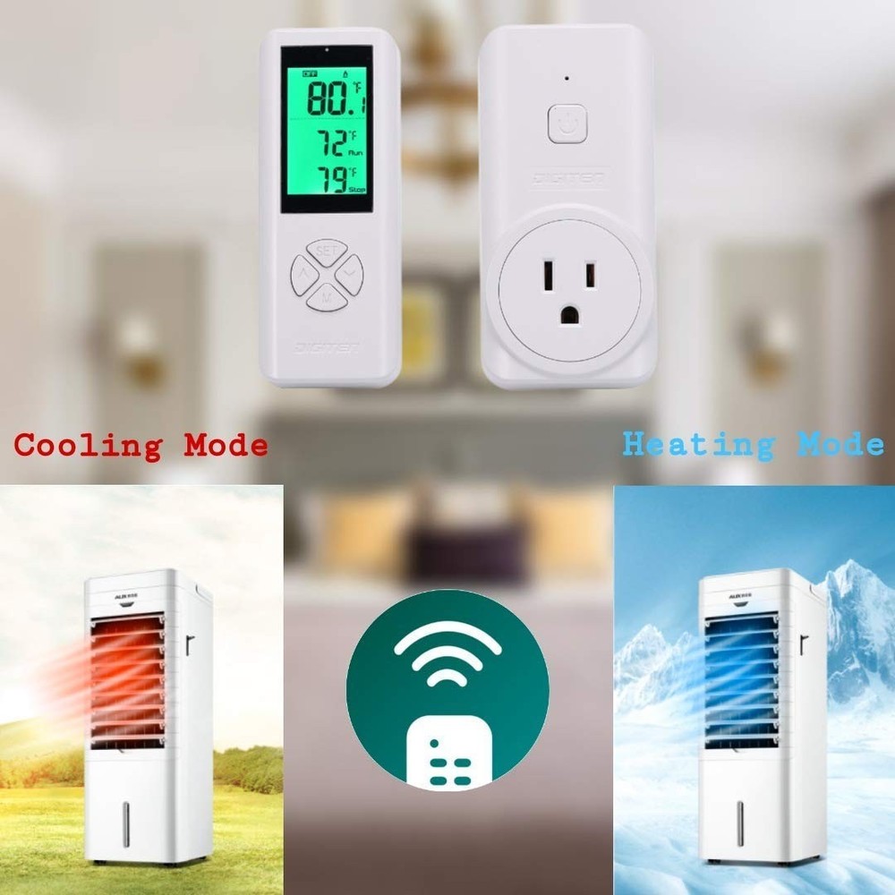 DIGITEN Wireless Temperature Controlled Outlet, Digital Plug-in White, Black
