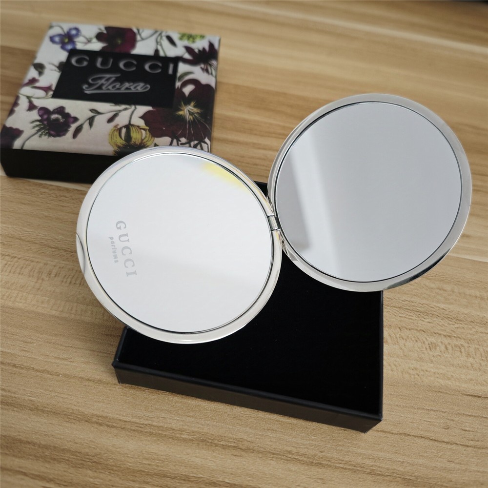 Mirror Compact Mirror with Box Silver Flower