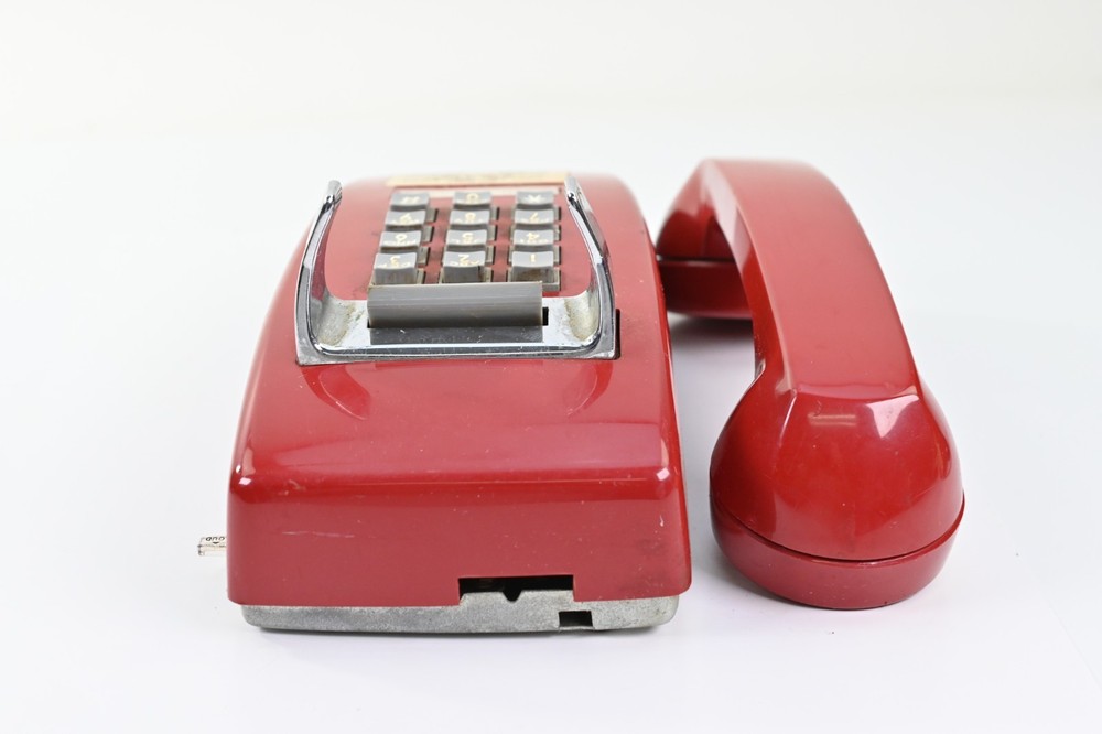Vintage Red Bell System Wall Phone Push Button 1976 Emergency Style