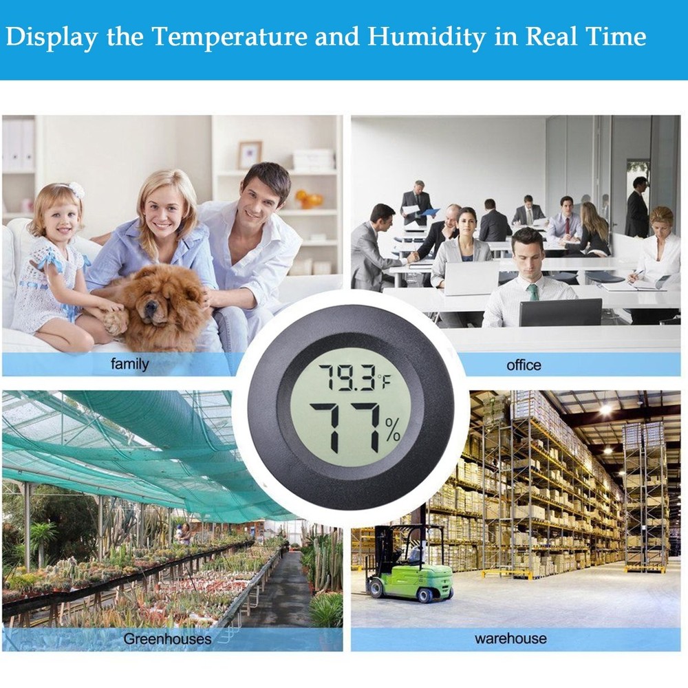2-Pack Mini Hygrometer Thermometer Fahrenheit or Celsius Meter Digital LCD...