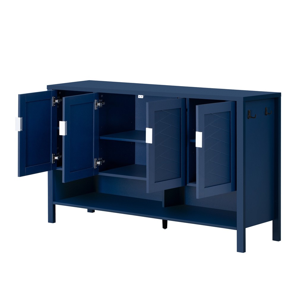U_STYLE 55.1''Storage Sideboard with 4-Doors,Multi Functional Buffet with Open